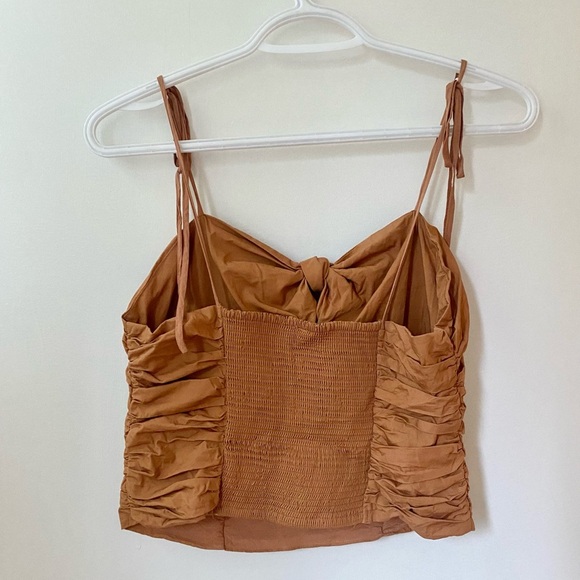 Free People Brown Ruched Tie-Front Top - Picture 3 of 3
